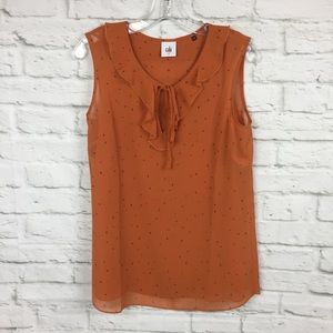 CAbi Sprinkle Top Small Orange Sleeveless Blouse
